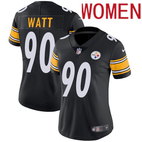 Women Pittsburgh Steelers #90 T. J. Watt Nike Black Vapor Limited NFL Jersey